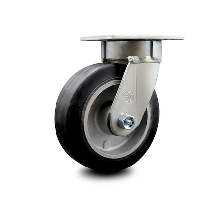 Service Caster 6 Inch Kingpinless Rubber on Aluminum Wheel Swivel Top Plate Caster SCC SCC-KP30S620-RAR